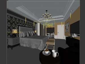 luxury stylish interior master bedroom - 72 Modelo 3D