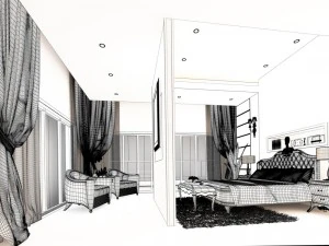 luxury stylish interior master bedroom - 75 3D Model
