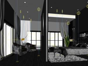 luxury stylish interior master bedroom - 75 3D Model