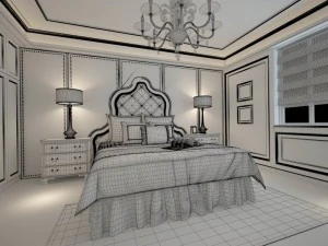 Luxuri&ouml;ses, stilvolles Hauptschlafzimmer &ndash; 78 3D Modell