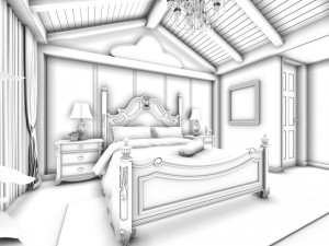 luxury stylish interior master bedroom - 79 3D Model