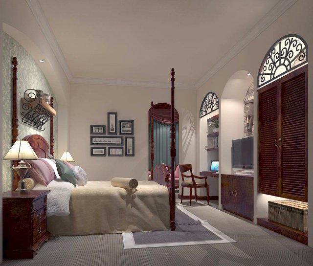 luxury stylish interior master bedroom - 80 Model 3D .c4d .max .obj .3ds .fbx .stl .blend 
