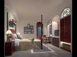 豪華でスタイリッシュなインテリアのマスターベッドルーム - 80 3Dモデル