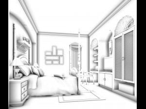 luxury stylish interior master bedroom - 80 Model 3D