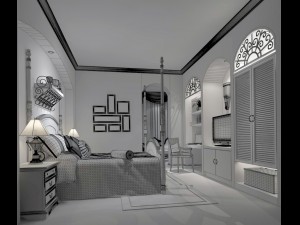 luxury stylish interior master bedroom - 80 Model 3D