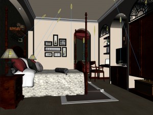 luxury stylish interior master bedroom - 80 Model 3D