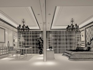 luxury stylish interior master bedroom - 81 Model 3D