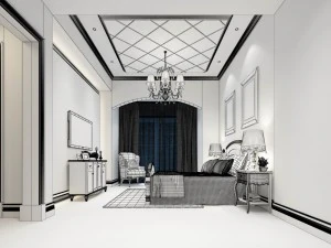 luxury stylish interior master bedroom - 84 3D Model