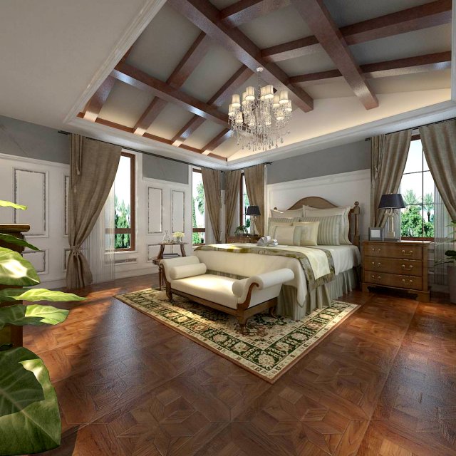 luxury stylish interior master bedroom - 85 3D Model .c4d .max .obj .3ds .fbx .stl .blend 