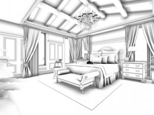 luxury stylish interior master bedroom - 85 3D Model