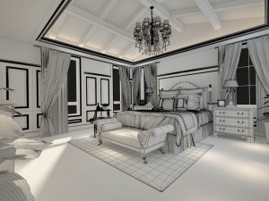 luxury stylish interior master bedroom - 85 3D Model