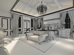 luxury stylish interior master bedroom - 85 3D Model
