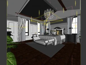 luxury stylish interior master bedroom - 85 3D Model