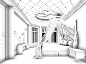 luxury stylish interior master bedroom - 86 3D Модель