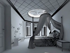 luxury stylish interior master bedroom - 86 3D Model