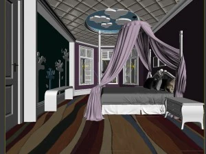 luxury stylish interior master bedroom - 86 3D Model