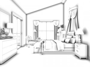 luxury stylish interior master bedroom - 91 3D Модель