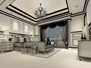 luxury stylish interior master bedroom - 94 3D Model