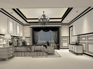 luxury stylish interior master bedroom - 94 3D Model