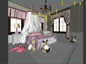 luxury stylish interior master bedroom - 95 3D Model