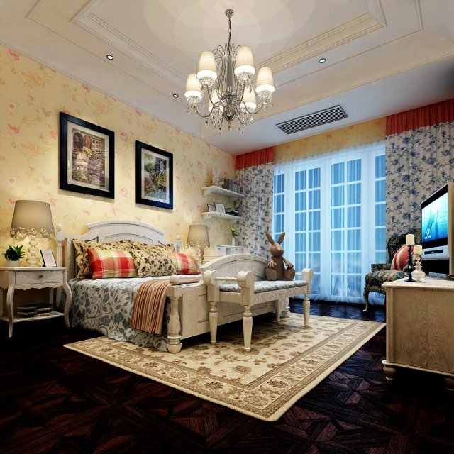 luxury stylish interior master bedroom - 96 3D Модель .c4d .max .obj .3ds .fbx .stl .blend 
