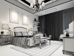 luxury stylish interior master bedroom - 96 3D Модель