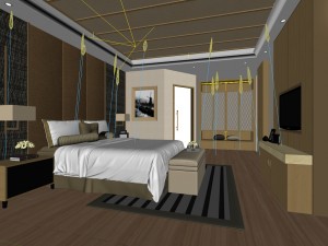 luxury stylish interior master bedroom - 98 3D Model