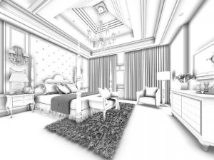 stylish european bedroom 01 3D Model