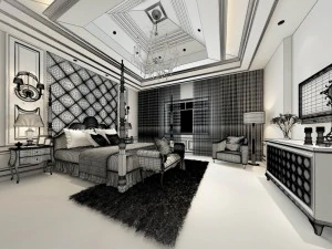 stylish european bedroom 01 3D Model