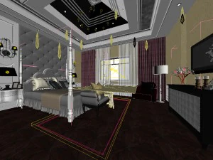 stylish european bedroom 01 3D Model