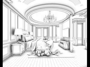stylish european bedroom 03 3D 模型