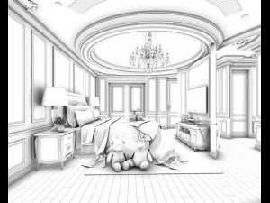 stylish european bedroom 03 3D Model
