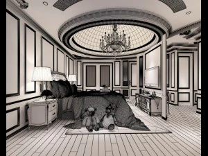 stylish european bedroom 03 3D Model