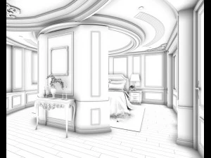 stylish european bedroom 03 3D Model