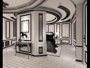 stylish european bedroom 03 3D Model