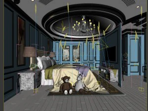 stylish european bedroom 03 3D Model