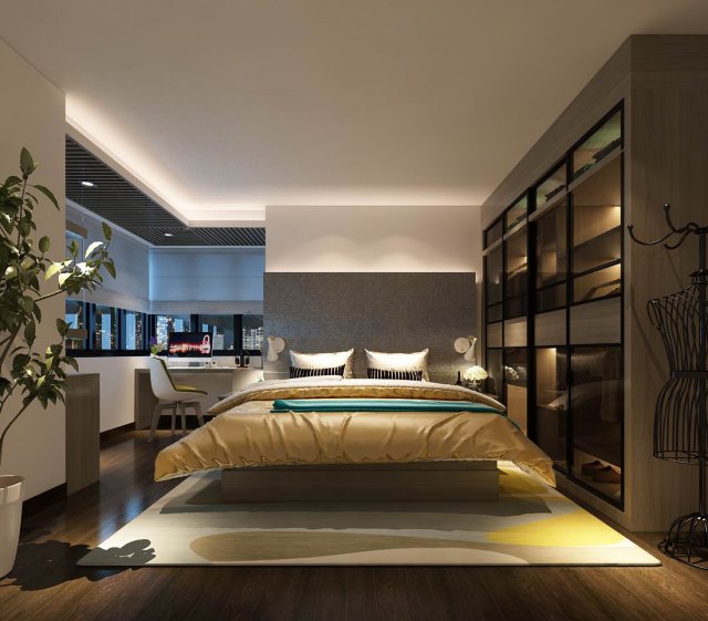 stylish european bedroom 04 3D-Modell .c4d .max .obj .3ds .fbx .stl .blend 