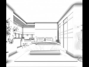 stylish european bedroom 04 3D-Modell
