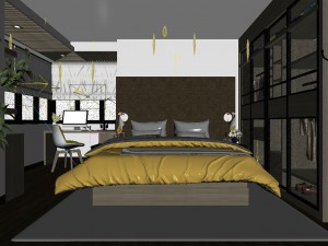 stylish european bedroom 04 3D-Modell