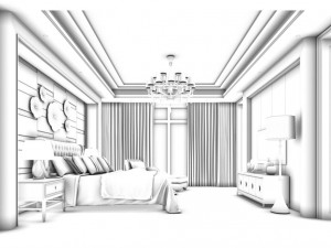 stylish european bedroom 07 3D-Modell