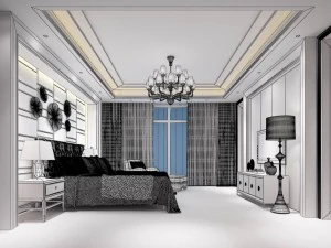 stylish european bedroom 07 3D Model