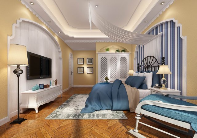 stylish european bedroom 08 Modelo 3D .c4d .max .obj .3ds .fbx .stl .blend 