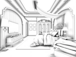 stylish european bedroom 08 3D Model