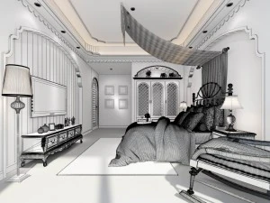 stylish european bedroom 08 3D Model
