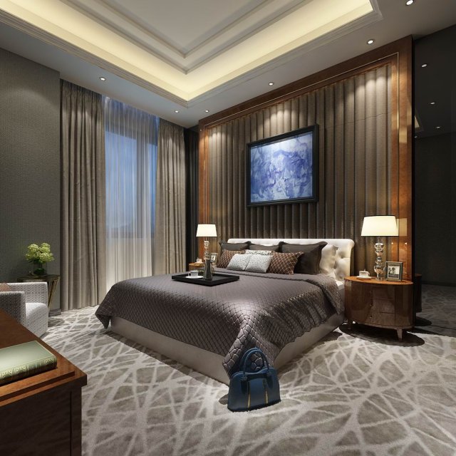 stylish european bedroom 10 3D-Modell .c4d .max .obj .3ds .fbx .stl .blend 