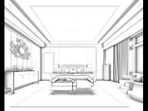 stylish european bedroom 12 3D Model