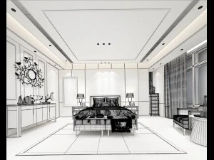 stylish european bedroom 12 3D Model
