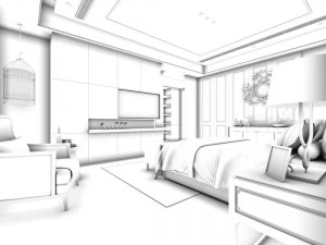 stylish european bedroom 12 3D Model