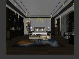 stylish european bedroom 12 3D Model