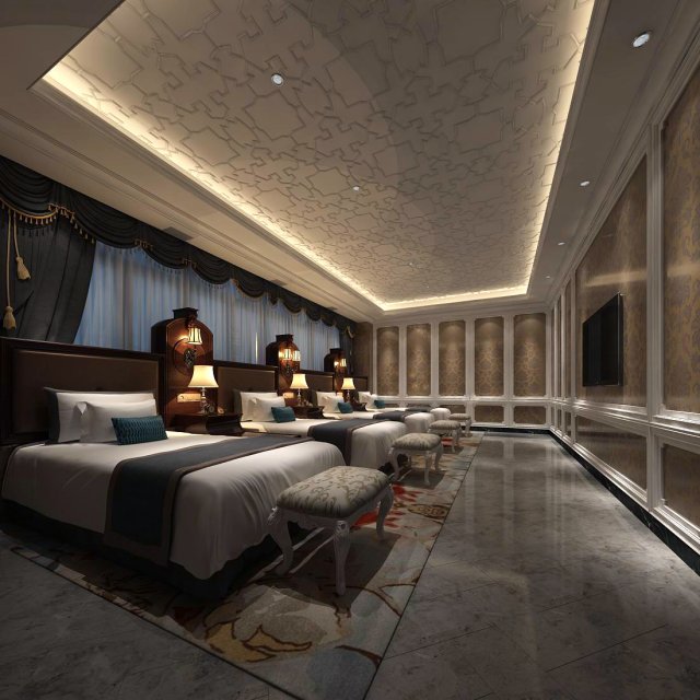 hotel room -9409 3Dモデル .c4d .max .obj .3ds .fbx .stl .blend